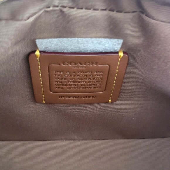 Coach CBI90 Satchel Crossbody Plaid Canvas Leather Bright Maize Small Handbag - Picture 7 of 7